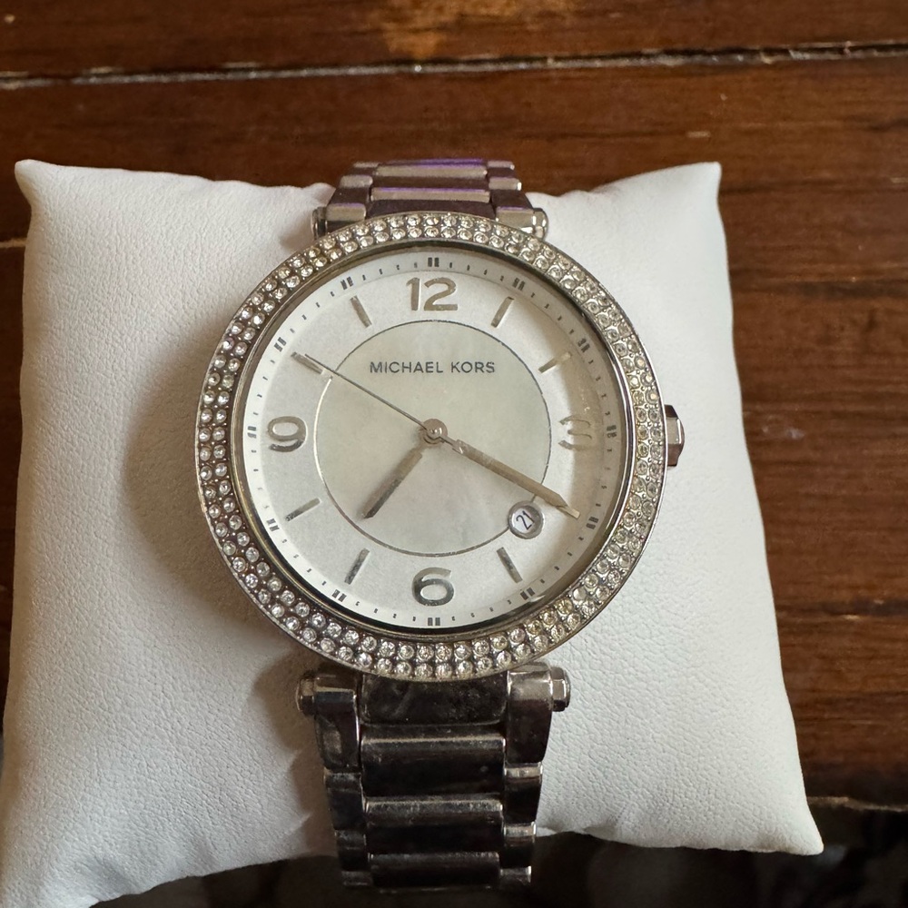 Michael Kors Silver Crystal-Embellished Watch